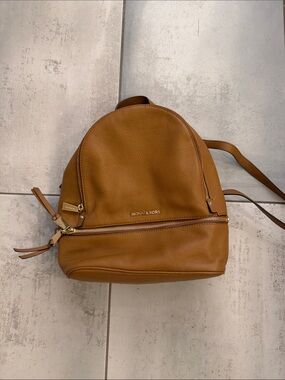 Michael Kors Cognac Leather Mini Backpack with Gold Hardware